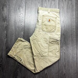 Vintage Carhartt Tan Brown Carpenter Canvas Pants 36 x 30 Distressed Streetwear